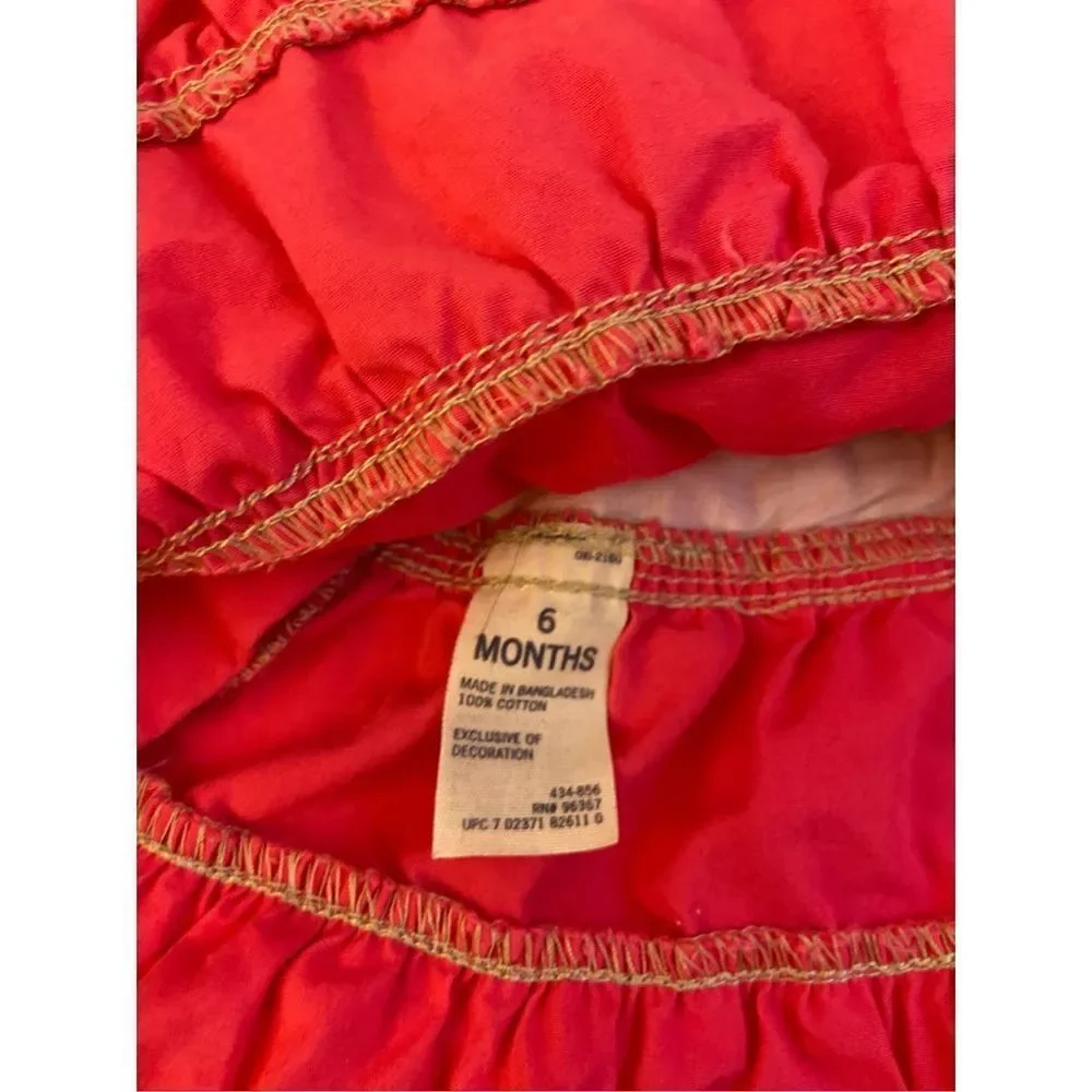 2 Oshkosh girl 6m Ruffle overall dress lot pink navy white‎